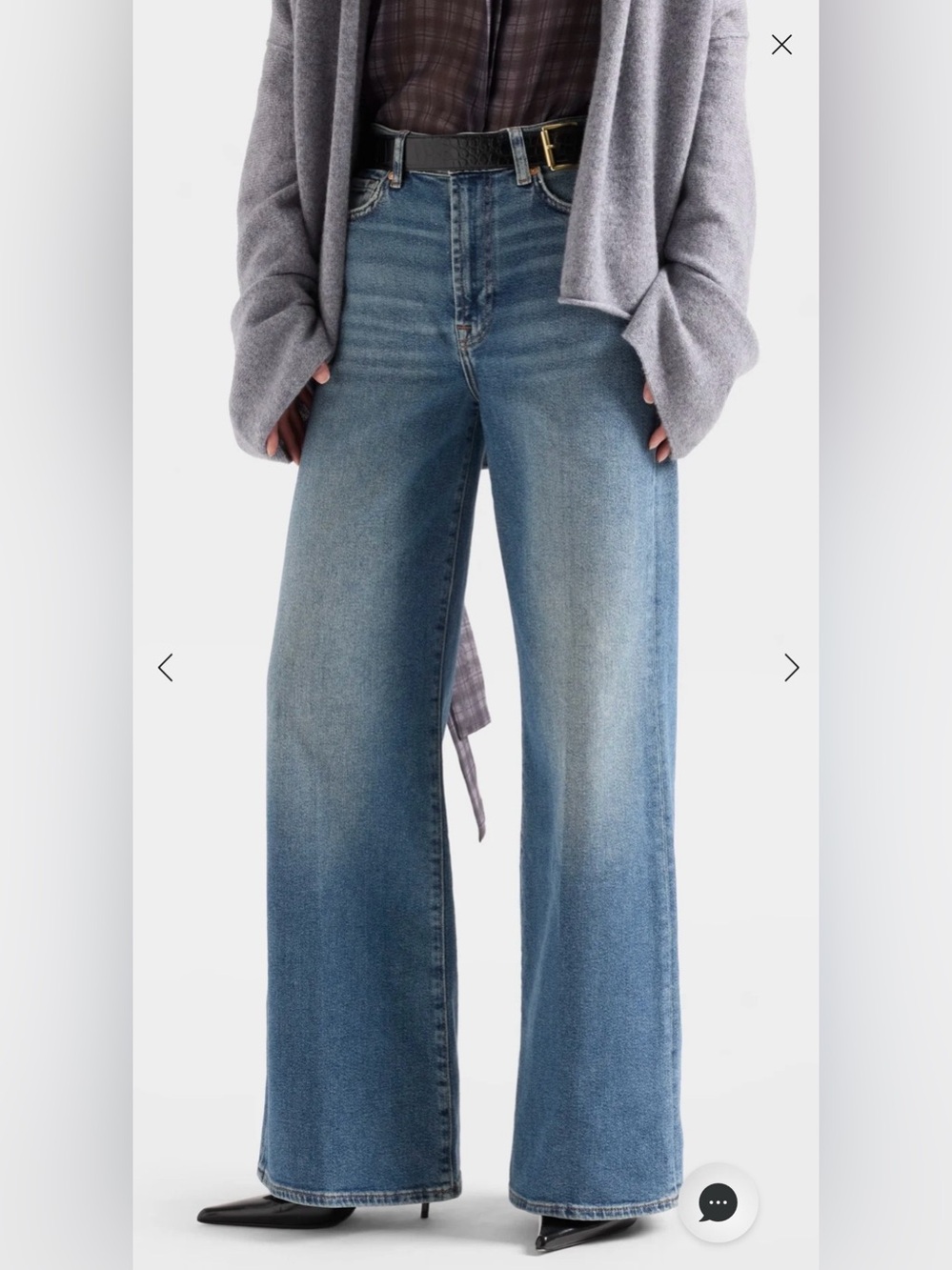7 For All Mankind Wide-Leg High-Rise Blue Jeans